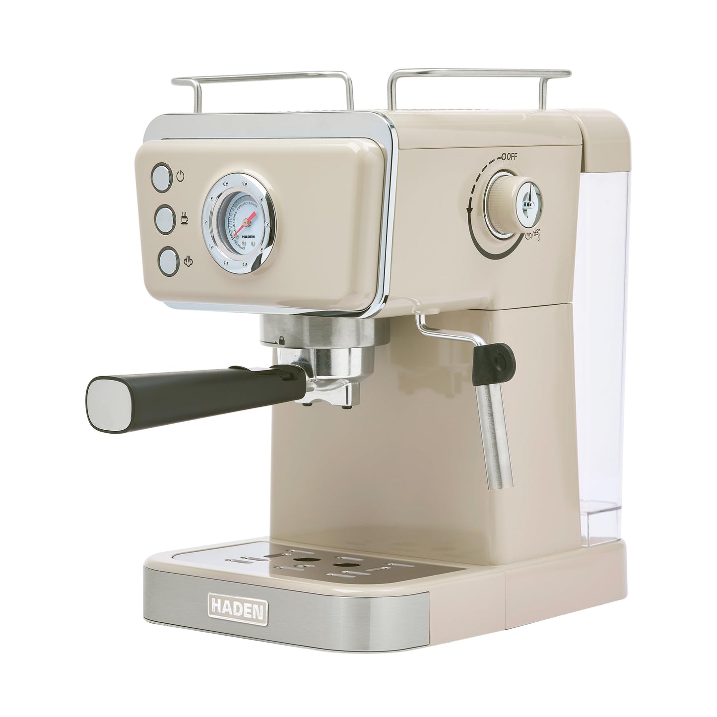 HADEN Barista Brew Espresso Coffee Machine, Stainless Steel Espresso Maker with Milk Frother and Steamer Function and 1.5L Water Tank, Putty & Copper