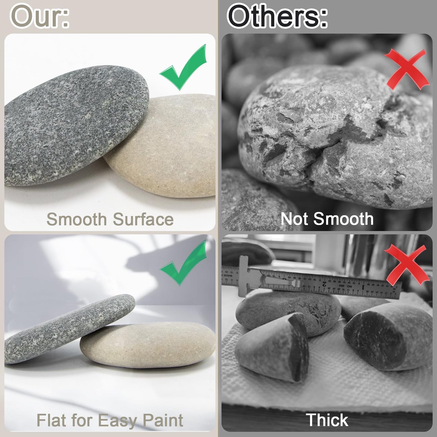 Auksay Rocks for Painting 10pcs 4-5.3” Large River Rock for Paint Natural Flat & Smooth Stones for Painting for Kids & Adult Craft Gift
