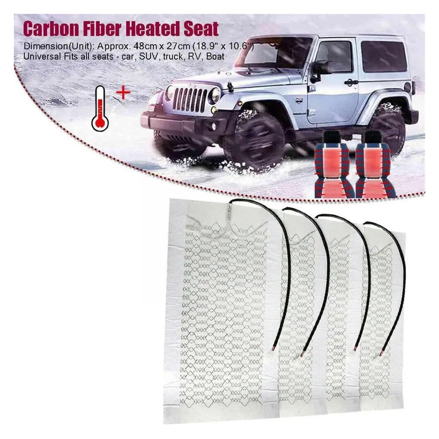 YVKNCDL 1pcs Universal 12V Car Seat Heater Carbon Fiber Heating Safety Winter Heating Heater Seat Cushion Accessories Heater Car Se L9J6