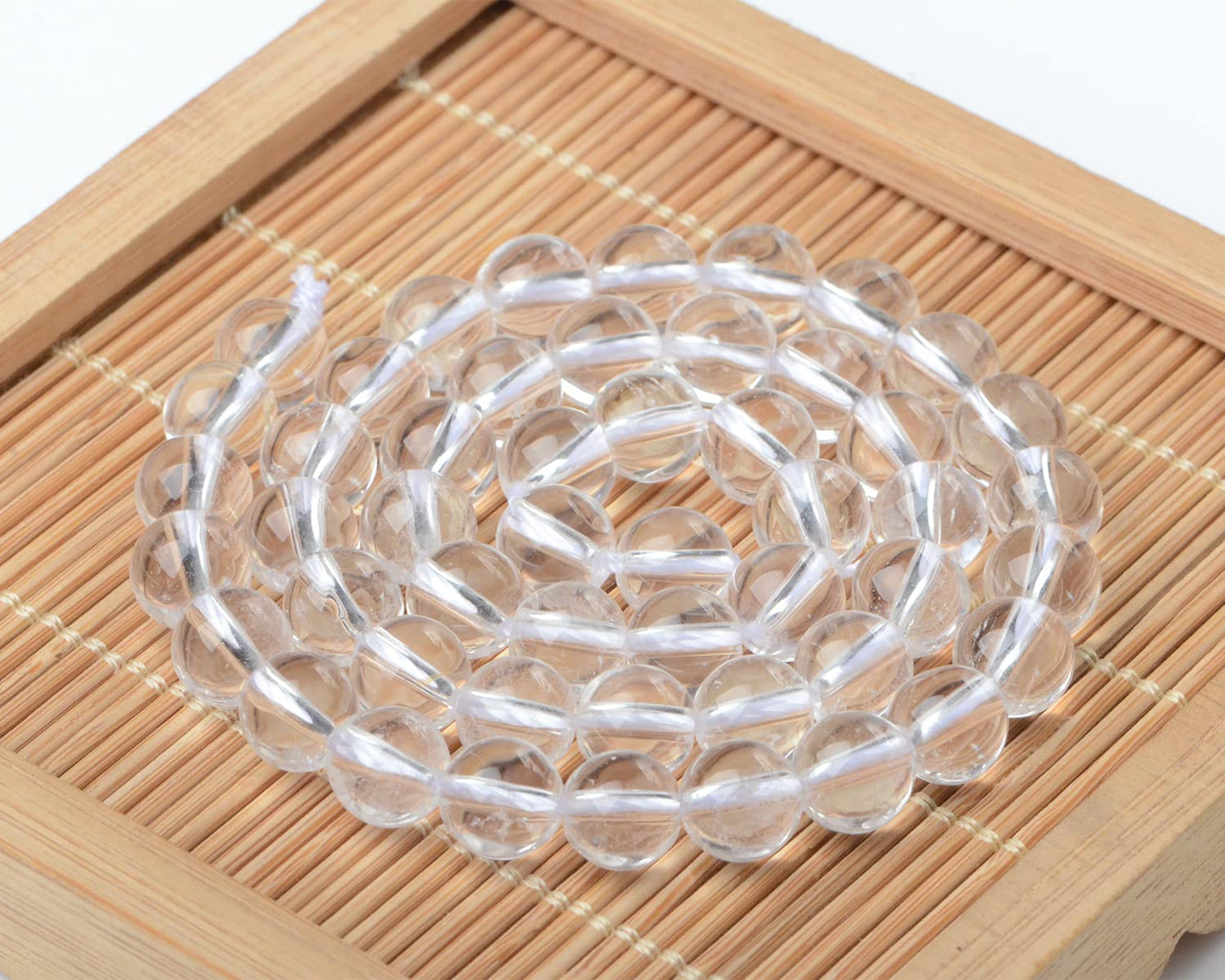 Bymitel 90 pcs Natural Genuine Real Round Loose Stone Beads Gemstone Spacers for Charm DIY Jewelry Making 15.5" per Strand 4mm (Clear Quartz Crystals, 4mm)