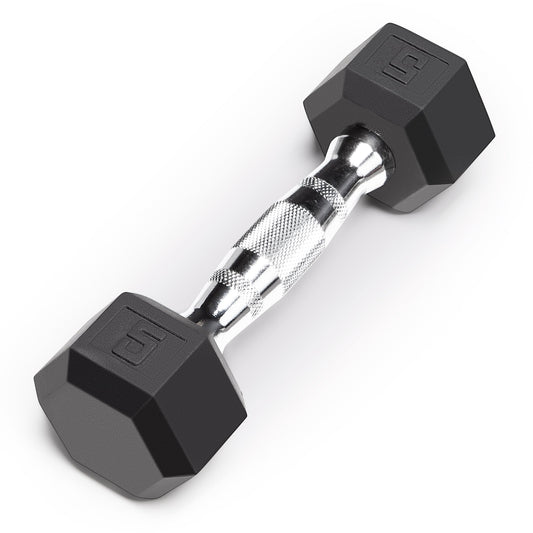 Marcy Classic Rubber Hex Dumbbell with Knurled Grip for Strength Training and Bodybuilding 5-lbs Single Dumbbell IBRH-005