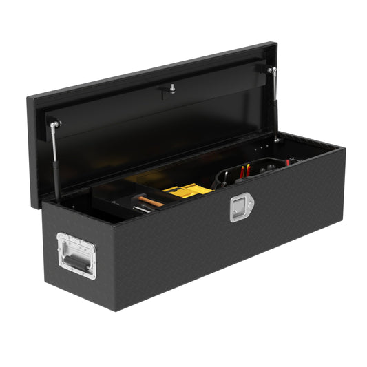 AUTOSAVER88 49 Inch Heavy Duty Aluminum Diamond Plate Tool Box Chest, Waterproof Truck Bed Toolbox, Storage Box with Sliding Shelf and Lock for Trucks, Trailers, RVs, Warehouses