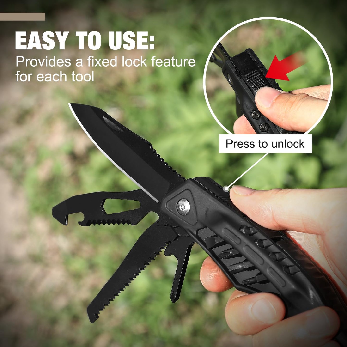Stocking Stuffers for Adults Men - Gifts for Dad from Daughter Wife, 22 in 1 Hardened Stainless Steel Camping Multitool Hammer Hatchet, Upgrad Portable Camp Axe Screwdriver Set with Nylon Sheath