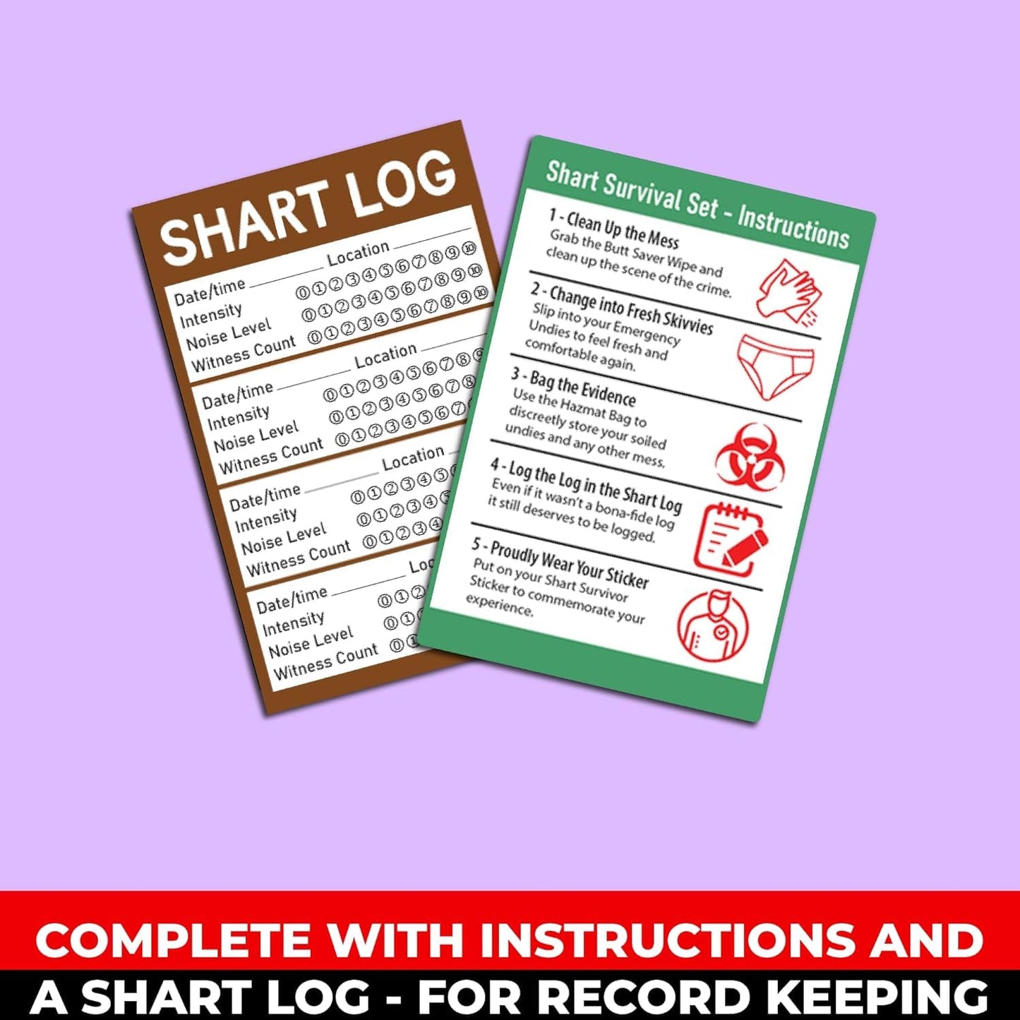 Shart Survival Set - Funny Gag Gift 2026 Friend Gifts Includes Disposable Underwear, Hazmat Bag, Wet Wipe and More! Unique Stocking Suffers for Men Birthday Husband Teens Potty Humor Prank Him Fart