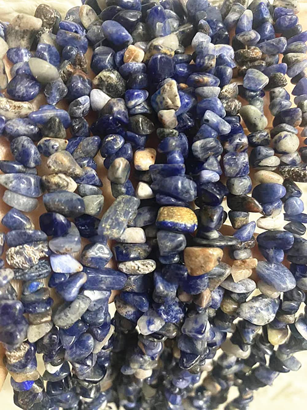 PLTbeads 7-8mm Natural Blue Sodalite Gemstone Chips Beads Healing Crystals Waist Bracelets Necklace Kit Irregular Stone DIY Crafts Design Jewelry Making