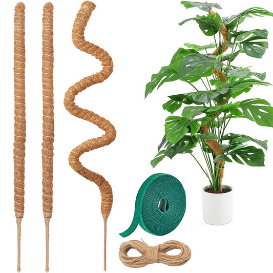 3 Pack Moss Pole,31 Inch Monstera Plant Support,Bendable Plant Trellis Moss Pole for Plants Monstera,Moss Poles for Climbing Plants Indoor,Coir Plant Pole Sticks Support Stakes (3pcs)