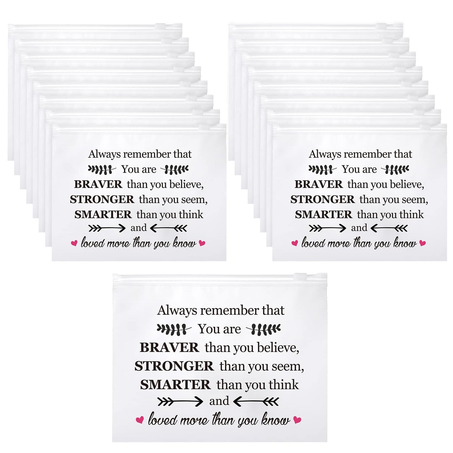 Reginary 50 Pcs Inspirational Gifts Bulk for Women Cosmetic Bag EVA Makeup Bag with Zipper for Birthday Employee Coworker Colleague Staff Encouragement Motivational Presents(You Are Braver)