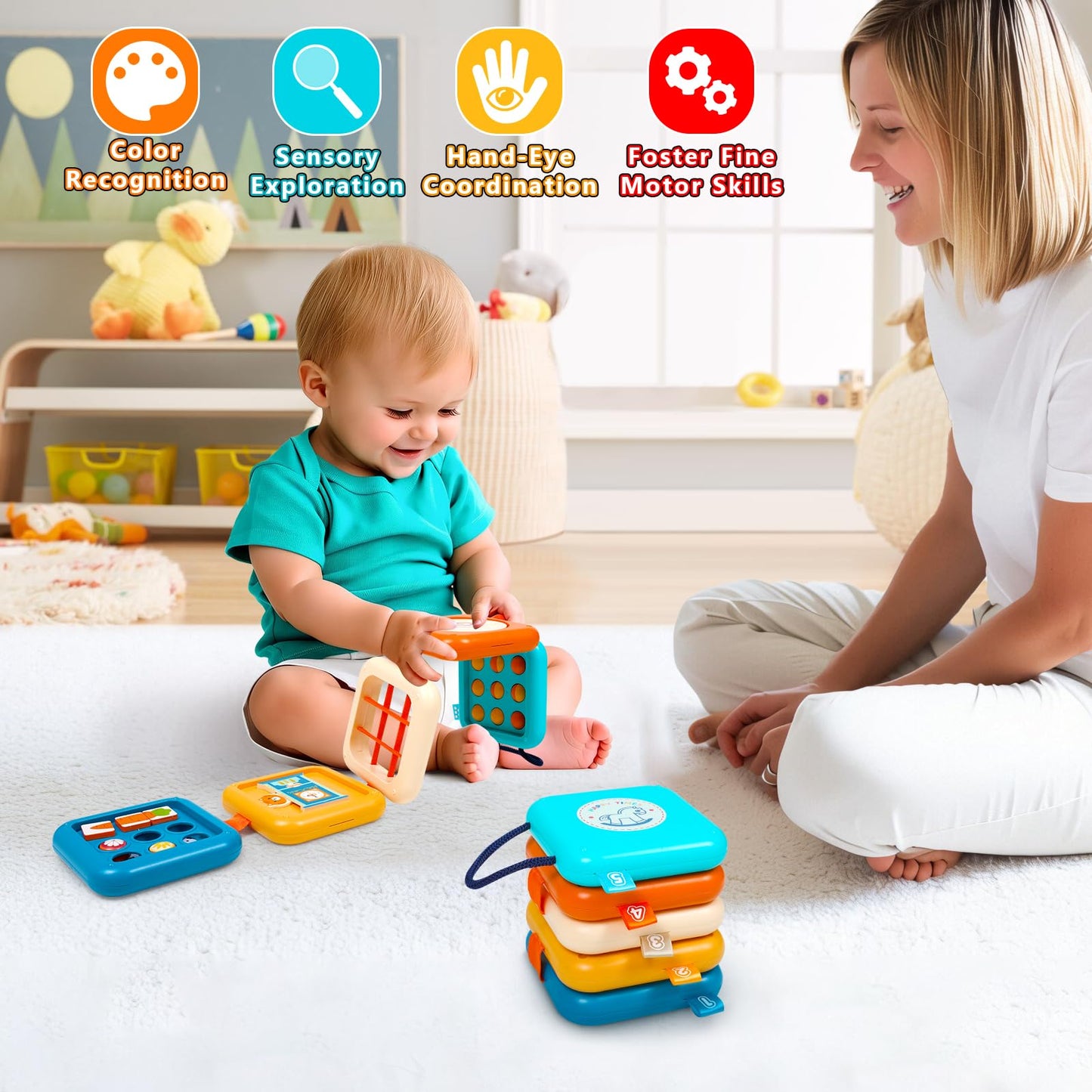 Busy Board for 1 Year Old Montessori Toys for 1 2 Boy Girl Toys Toddler Car Airplane Travel Activities Essentials 1-3 Busy Cube Stocking Learning Education Baby Toy 12-18 Months Birthday Gifts 1 2 3