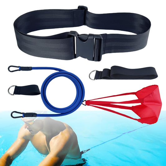 Swimming Resistance Training Set,Swimming Aquatic Resistance Belt,Swim Parachute,Pool Swim Harness Trainer,Stationary Swim Exercise Trainer Set, Swim and Pool Accessory