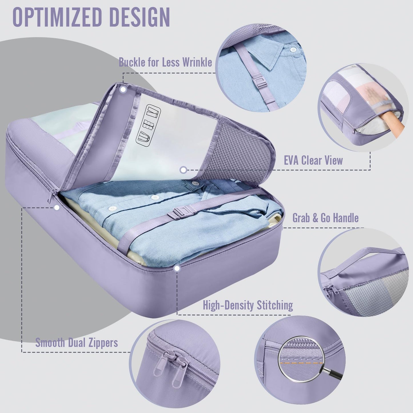 Veken 8 Set Packing Cubes for Travel Essentials, Suitcase Organizer Bags in 4 Sizes, Carry-On Luggage Accessories with Large Laundry & Hanging Toiletry Bag, Must-Have for Airplane, Road Trip & Camping