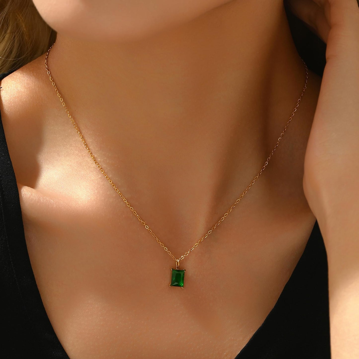 Jewigo Cubic Zirconia Necklaces for Women 18K Gold Plated Tear drop Necklace Dainty Layered CZ Lariat Diamond Necklace