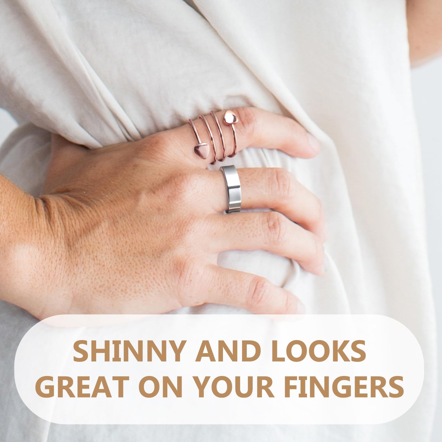 Feraco 2 PCS Copper Magnetic Therapy Rings for Women,99.99% Pure Cooper Thumb Ring with Magnets,Mothers Day Gifts