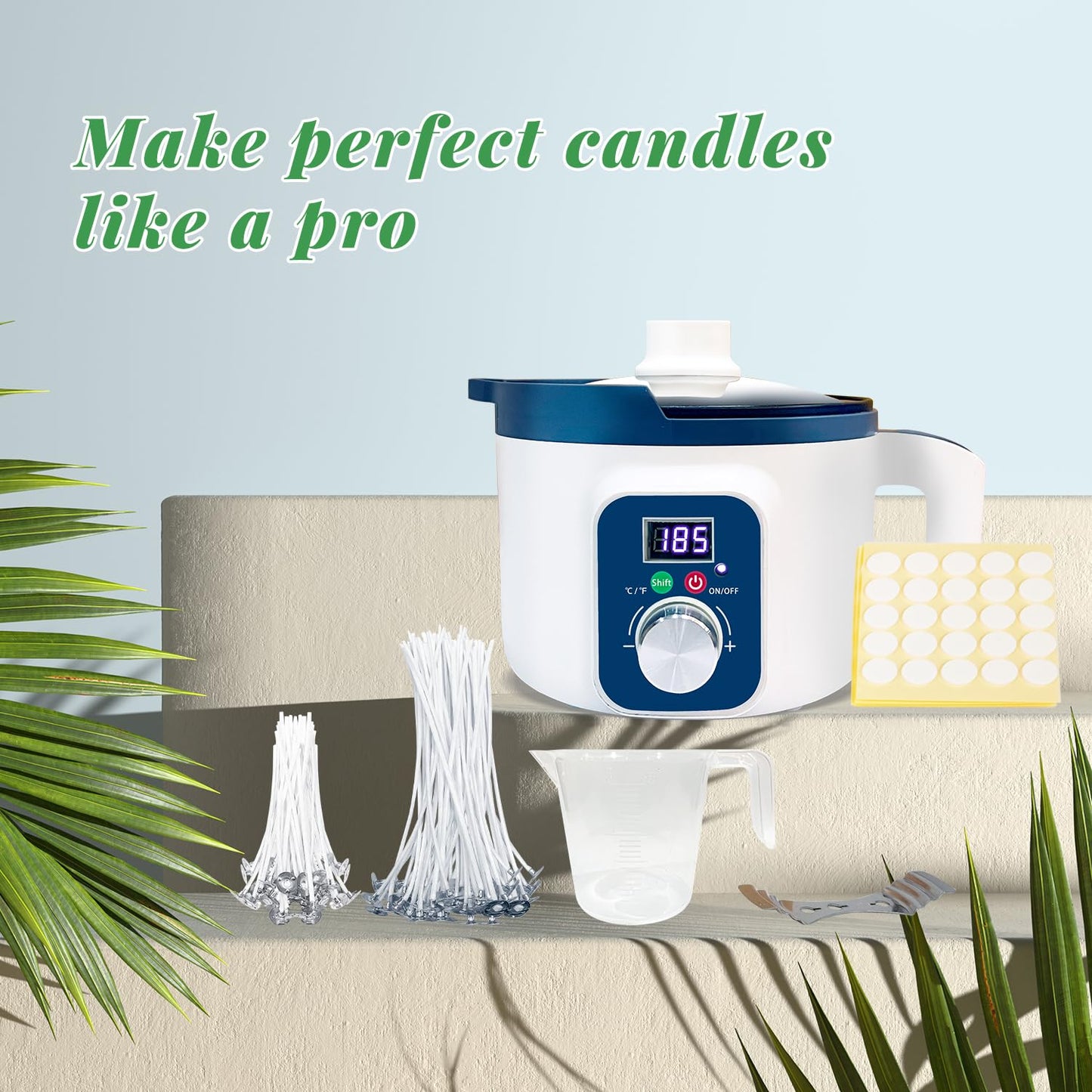 Handnatur Beeswax Candle Making Kit for Adult, 4lb Wax for Candle Making, Including Organic Beeswax with Digital Wax Melter, Cotton Wick, Wick Stickers