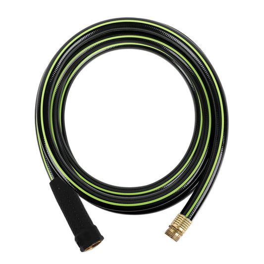 Worth Leader Short Garden Hose 5/8 in. x 12 ft. -No Kink, Flexible, Leakproof, Male to Female Fittings -Heavy Duty Durable PVC Lightweight Water Pipe with Brass Aluminum Ends for Household & Yard Use