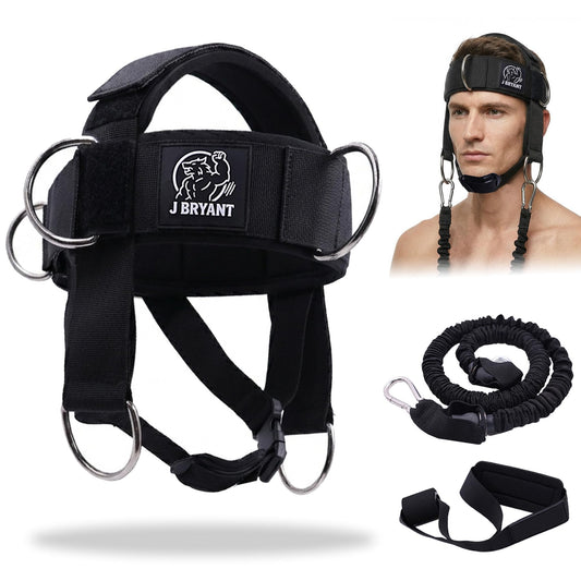 Neck Harness Adjustable Neck Strengthening Kit with Resistance Band & Door Anchor for MMA, Boxing for Weight Lifting, 6 D-Rings Multi-Directional Head Harness with Ear-Free Design