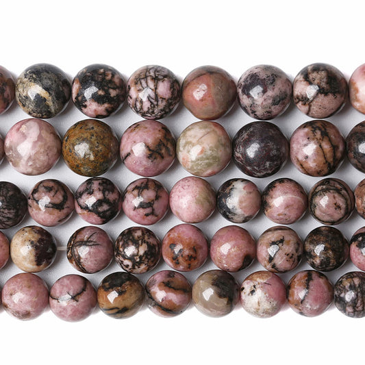 4MM 86PCS Natural Stone Black Stripe Rhodochrosite Gemstone Beads for Jewelry Making DIY Bracelet Necklace Semi Precious Crystal Beads