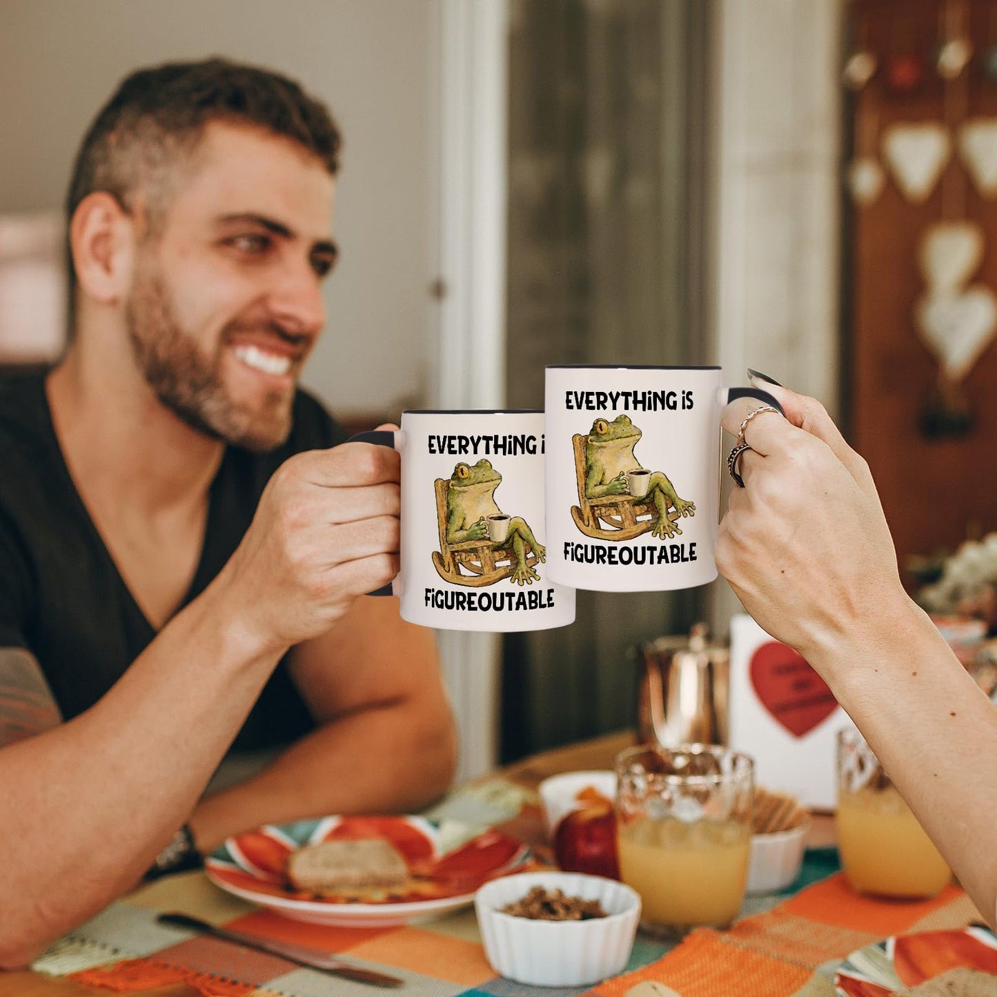 Shqiueos Funny Gifts for Women Men Coffee Mug 11oz, Gag Birthday Gift for Her Him, Friends, Office Present for Coworkers, Boss, Manager, Cute Frog Inspirational Humor Cup, Everything Is Figureoutable
