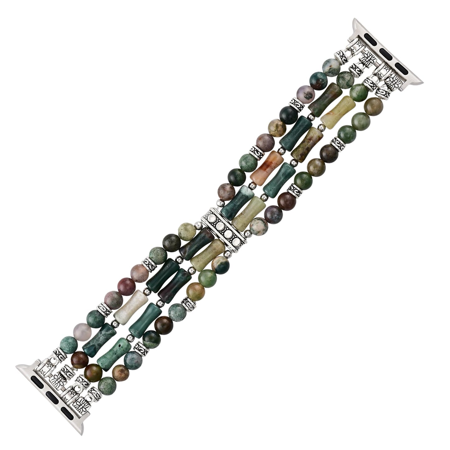 Jasper Handmade Stretch Watch Band: Boho Jasper Handmade Watch Band Bohemian Natural Stone Smartwatch Stretch Bands Compatible with Apple Watch 38mm/40mm/41mm/42mm/44mm/45mm (Vintage Agate, 38mm-45mm S size(5.75''-6.25''))