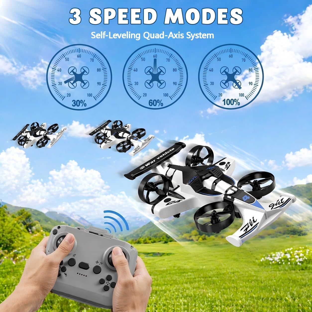 WAWALOL RC Flying Car and Airplane Toy, Toys for Boys and Girls, Jet-Style Helicopter Drone with 360° Flip Capability, Stunt Racing Aircraft, Gifts for Boys and Girls Ages 4, 6, 8, and 12