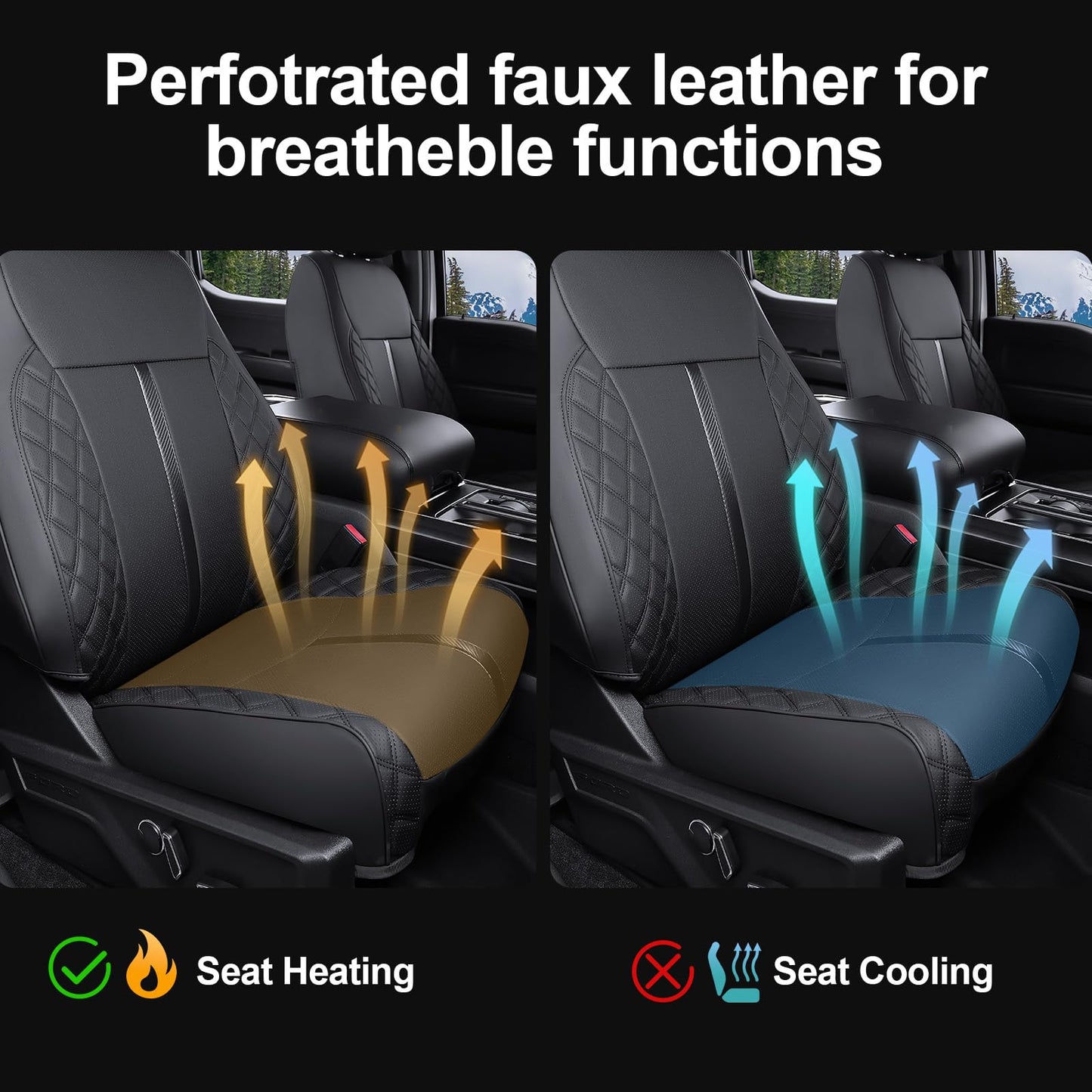 WeatherWard for Ford F150 Seat Covers 2025 2024 2023 2022 2021 2020 2015-2019, Truck Seat Covers for 2015-2023 2024 2025 Ford F150 Accessories, SuperCrew/CrewCab (XL/XLT/STX) Black, Full Set