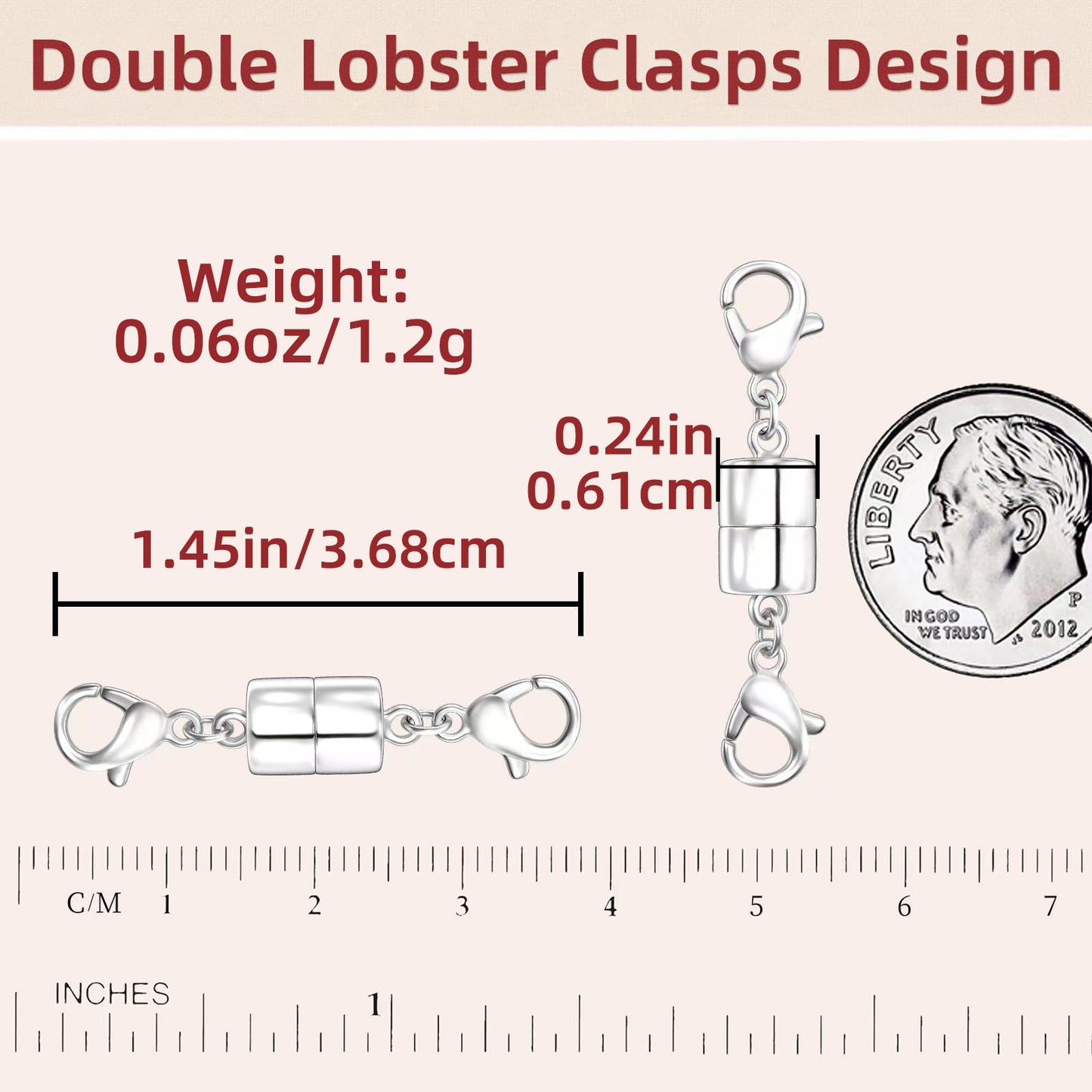 OHINGLT Magnetic Necklace Clasps and Closures with Double Lobster, Extra Strong Bracelet & Necklace Extender for Women, Magnet Jewelry Clasp Converter for Seniors