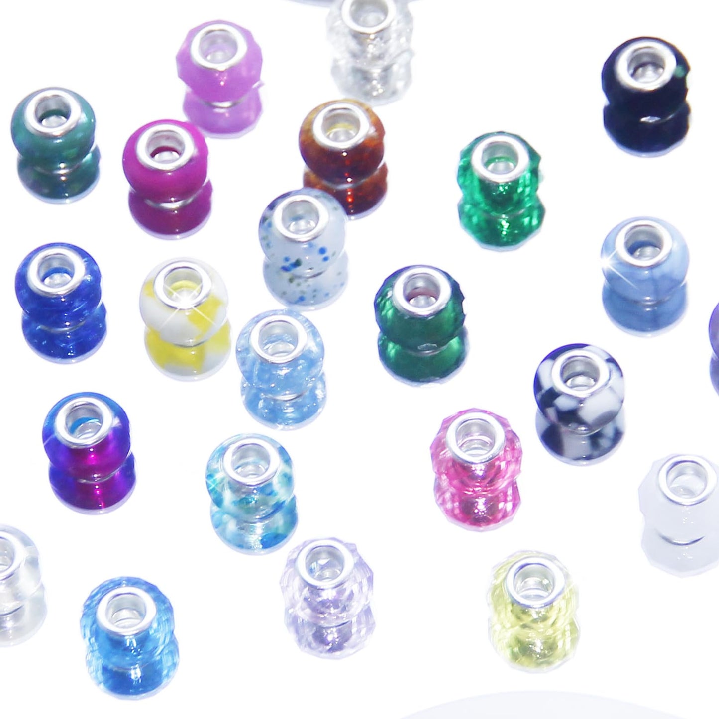 200 Pieces Large Hole Beads Spacer Bead Mixed Assorted European Craft Big Beads Large Hole Lampwork Murano Fairy Wand Garden Bead for DIY Pens Charms Bracelet Necklace Keychain Jewelry Making Supplies