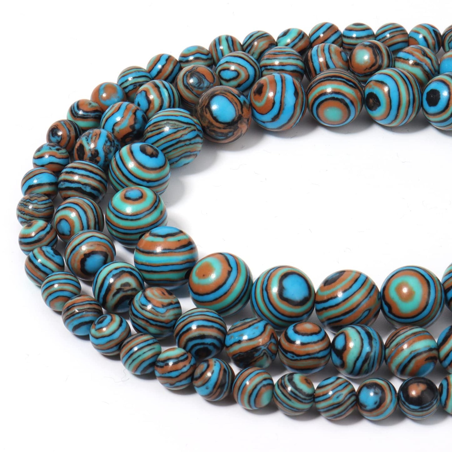 60pcs 6mm Natural Stone Beads Blue Malachite Beads Energy Crystal Healing Power Gemstone for Jewelry Making, DIY Bracelet Necklace