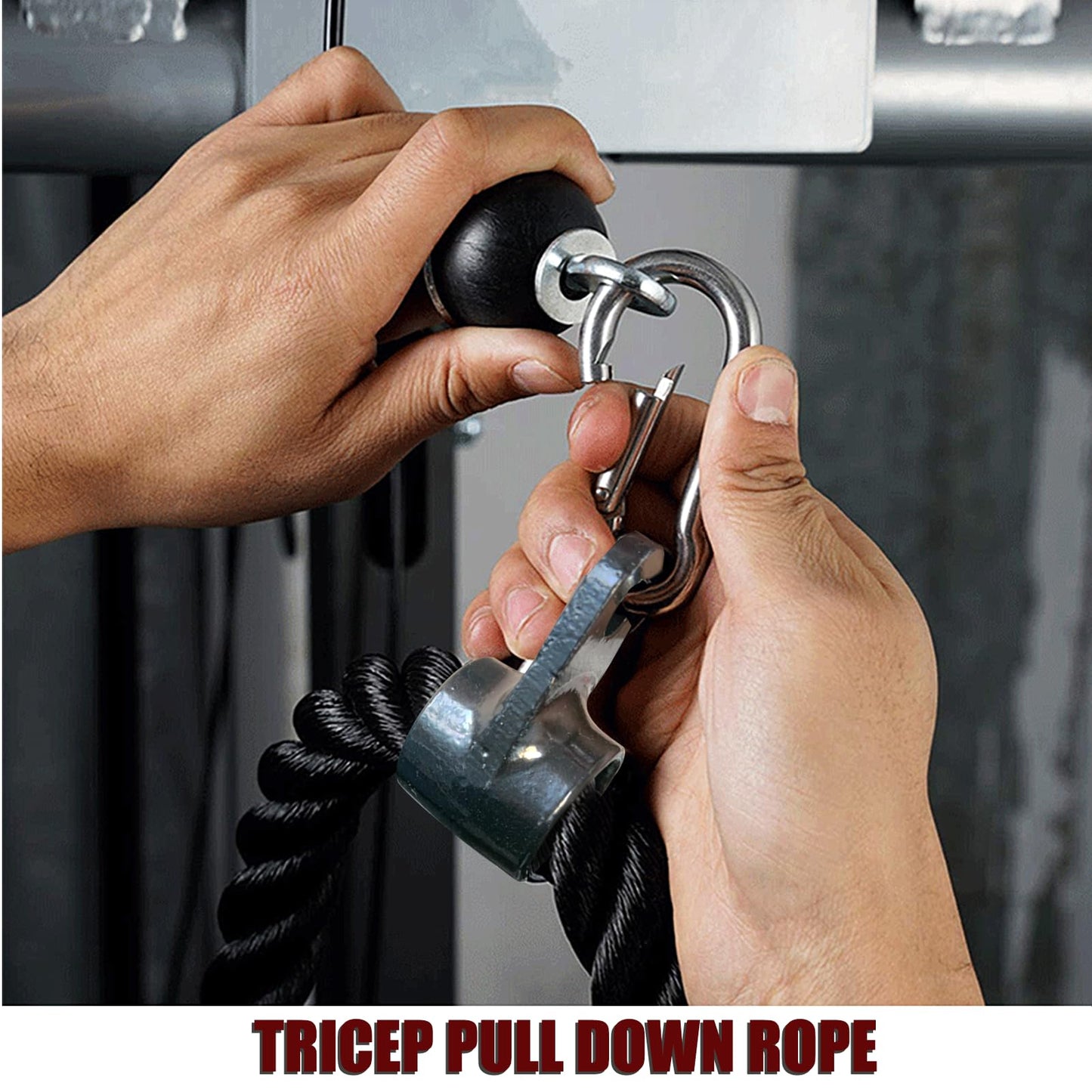 KORIKAHM Long Tricep Rope, Rope Pull Down Attachment 47 55 Inch Length Long, Tricep Rope Cable Attachment, Tricep Pull Down Rope for Home Gym Pulley System,Cable Machine Attachment (Length 55")