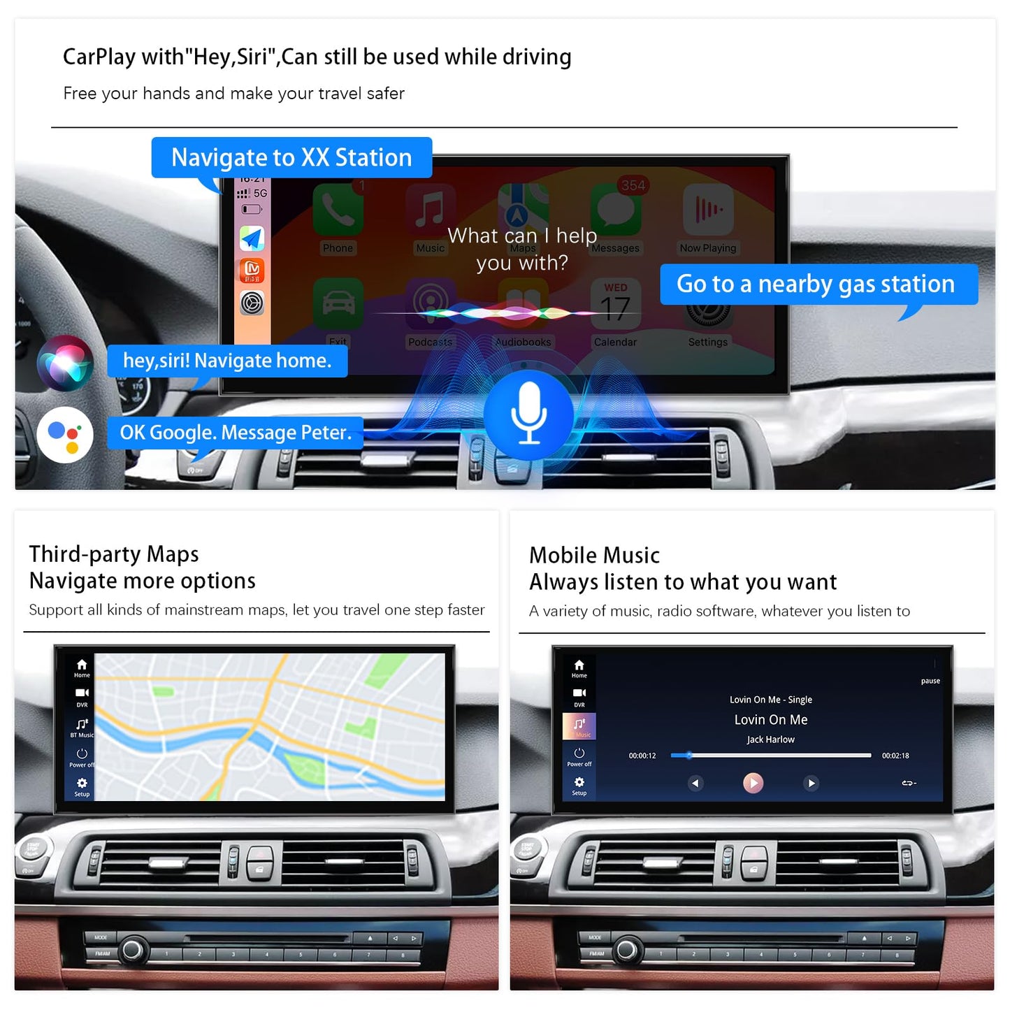 Uckazy 15.8 Inch Android Auto Radio for BMW 5 7 Series F10 F11 F01 CIC 520i 525i 528i 2011-2012,Car Play IPS Touch Screen Upgrade Car Stereo Support Wireless Android Auto