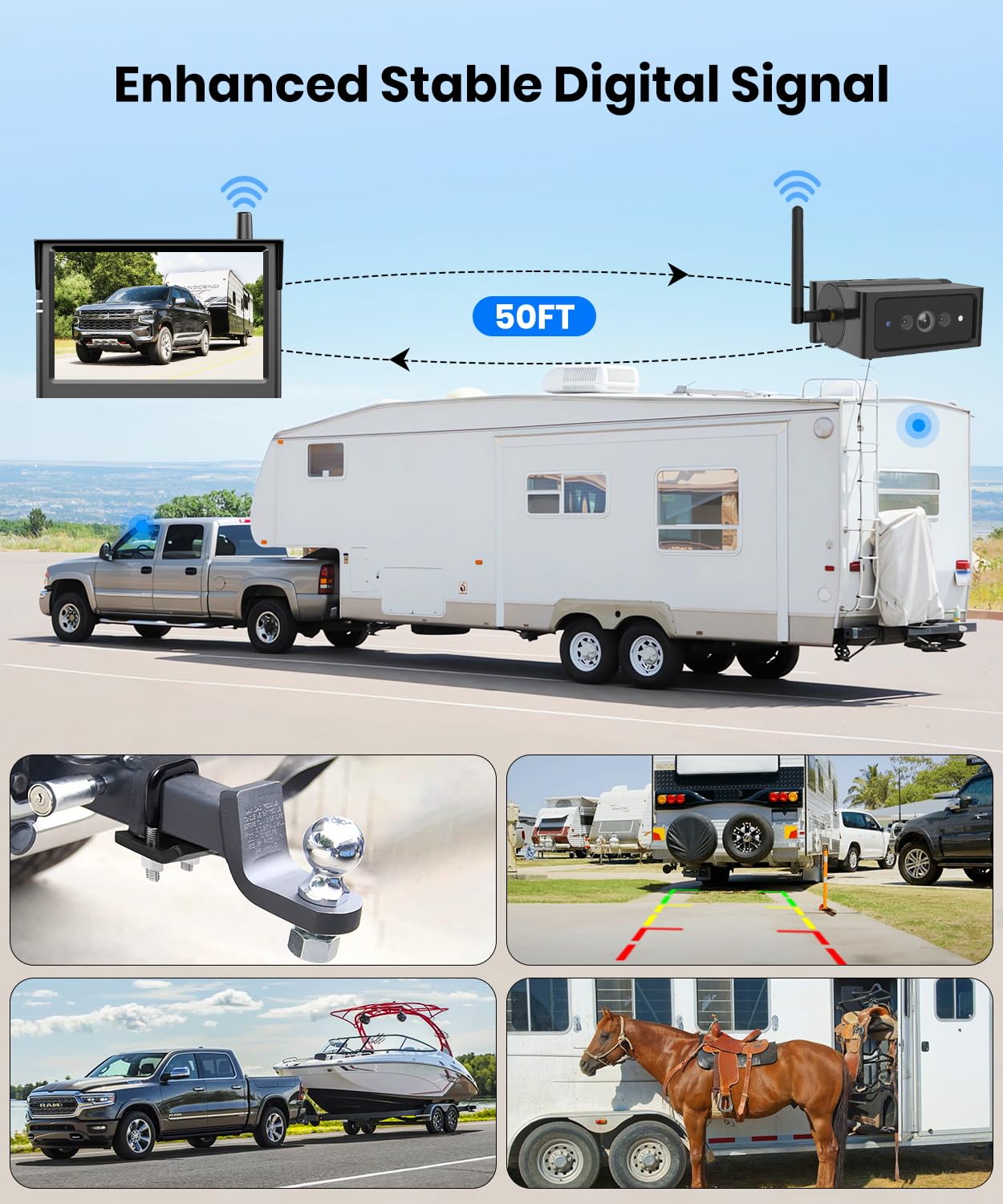 AUTO VOX Wireless Backup Camera Magnetic:Portable No Wiring 1 Min Install Trailer Hitch Camera,2-Channel HD 1080P Car Monitor & IR Night Vision Back Up Camera Systems for Truck,RV (5 inch)
