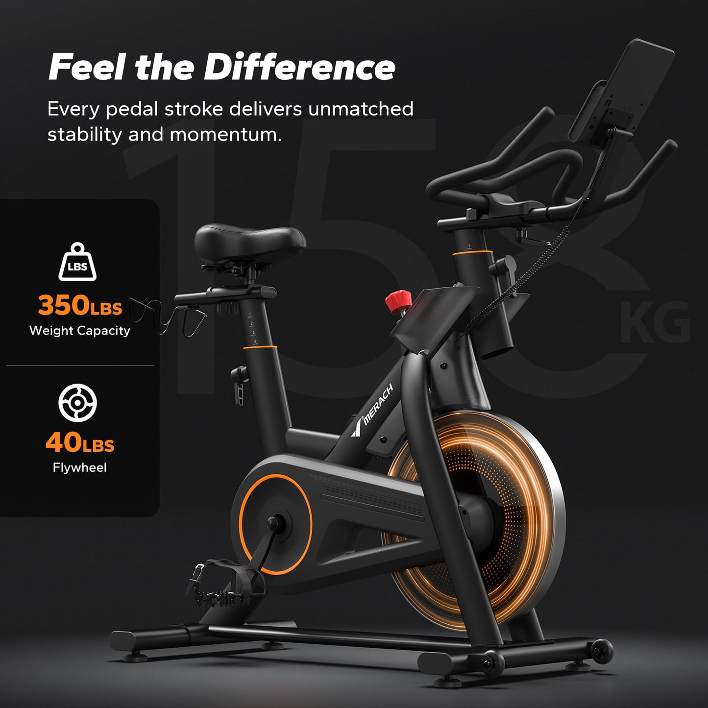 Merach Magnetic Exercise Bike, Indoor Cycling Bike with Self-Developed App, 350 LBS Weight Capacity, Comfortable Seat Cushion & Tablet Mount, Stationary Bike for Home Gym Fitness