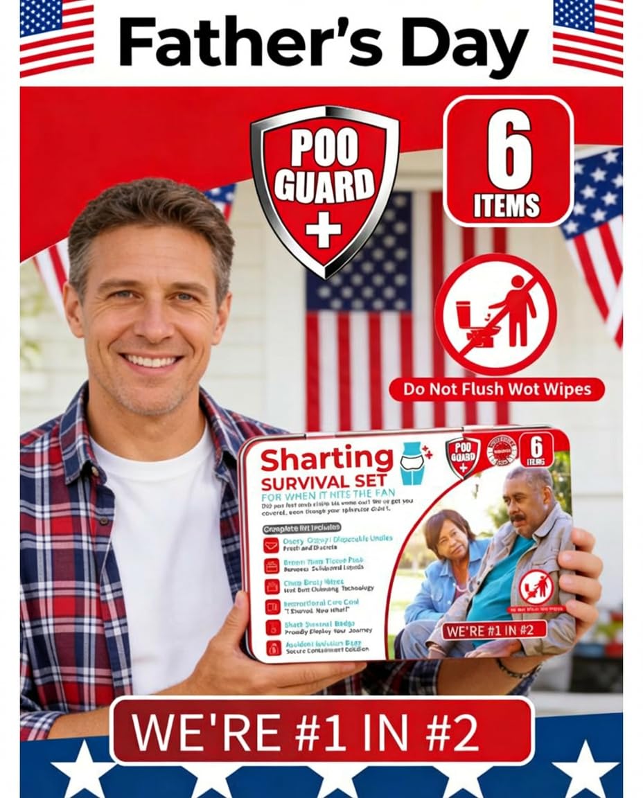 Funny Sharting Survival Set - Gag Gifts for Men, Boyfriend, Husband Birthday - 6pc Hilarious Bathroom Prank Gift for Adults - Unique White Elephant Gift, Stocking Stuffer, Fart Joke Novelty Tin