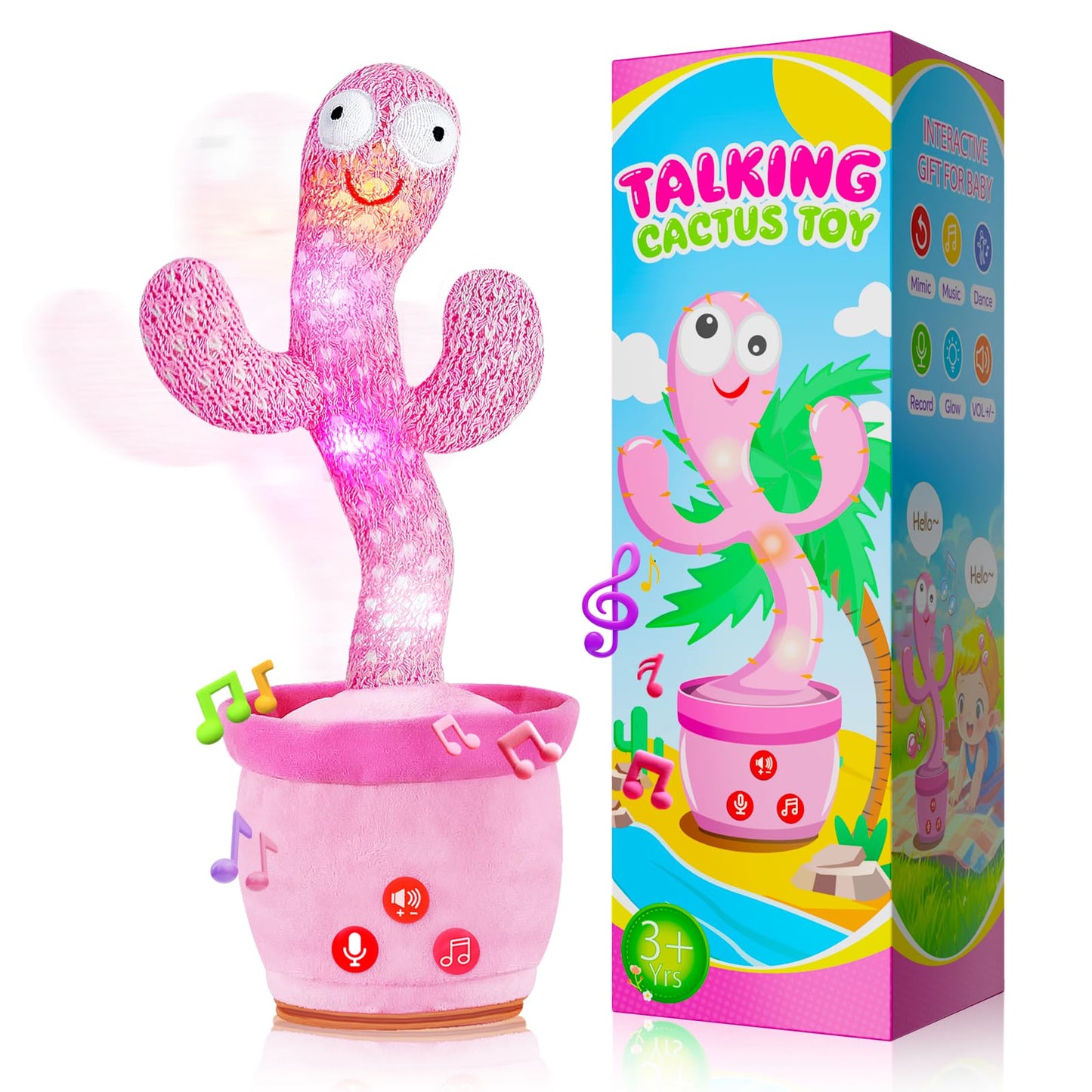 SANJOIN Dancing Talking Cactus Toy for Baby Toddlers, Baby Girl Toys 18 Months+, Adjustable Volume, Mimicking, Recording & Singing. Baby Toys for Girls, Interactive Gifts for 1 Year Old Girl