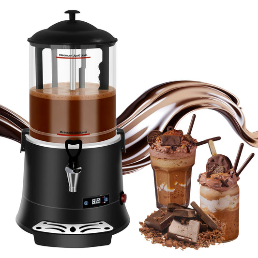 Commercial Hot Chocolate Machine - 10L/2.6Gal Hot Chocolate Maker, Electric Hot Drink Dispenser, 86-194°F Temperature Control Hot Beverage Maker for Cocoa, Milk, Coffee, Juice - Black
