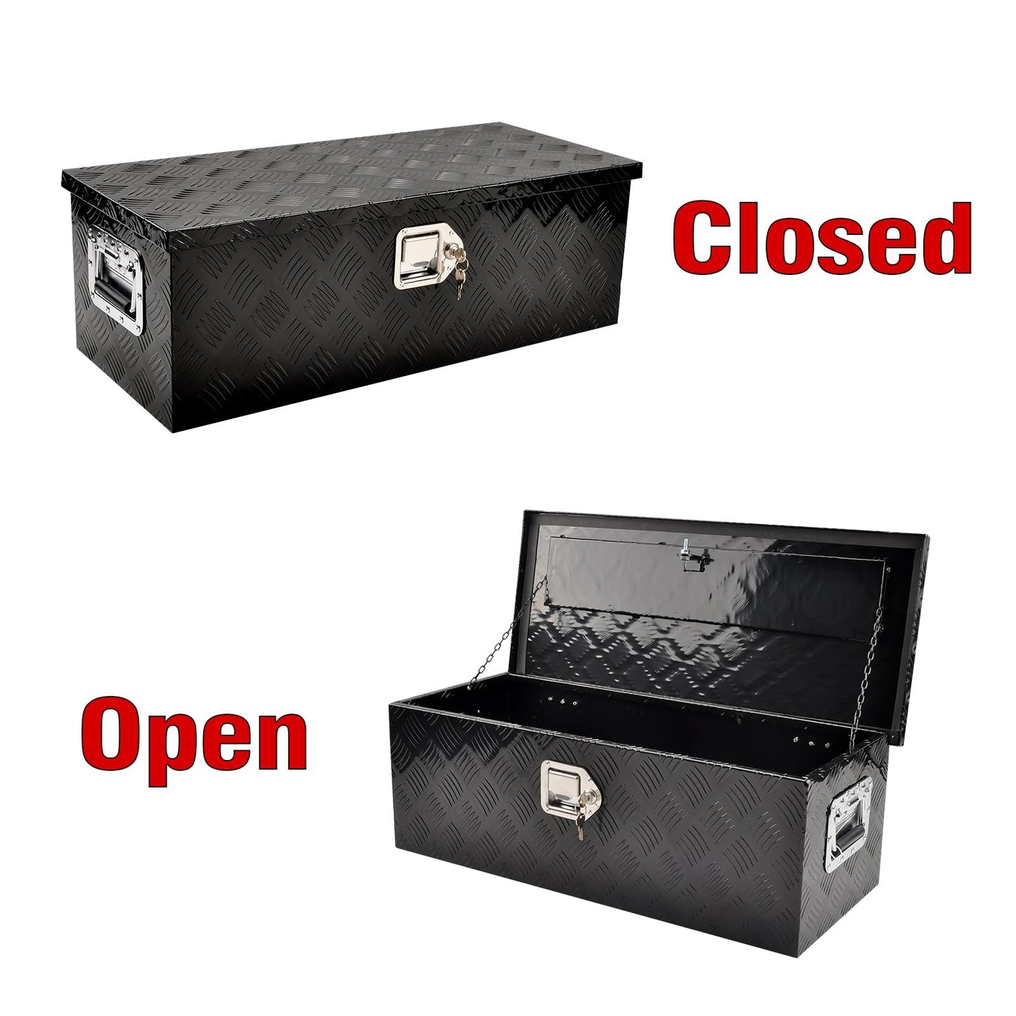 TBAPFS 30 Inch Black Aluminum Tool Box 5 Bar Tread ToolBox for Truck Bed Car Outdoor Trailer Pickup Underbody RV ATV Storage Underbed Tools Organizer w/G Lock &Keys - 30''X13''X10''