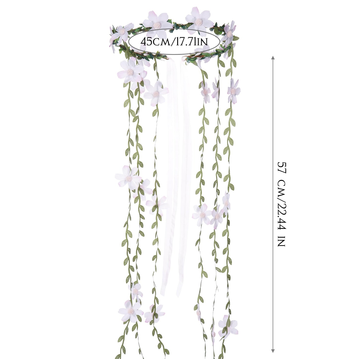 KorViSHOW Fairy Pink Flower Headpiece, Artificial Boho Daisy Floral Headband, Forest Woodland Vine Flower Crown for Women Bridal Wedding Renaissance Party Cosplay Costume Hair Accessories