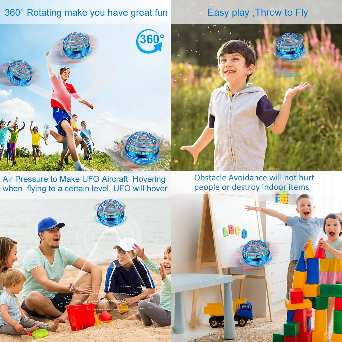 Junywell Flying Orb Ball Toys, Hand Controlled Flying Orb Magic Ball, RGB Led Lights Boomerang Spinner, Drone Cool Toys for 6 7 8 9 10 11 12+ Years Old Boy Girls Birthday 2-Pack