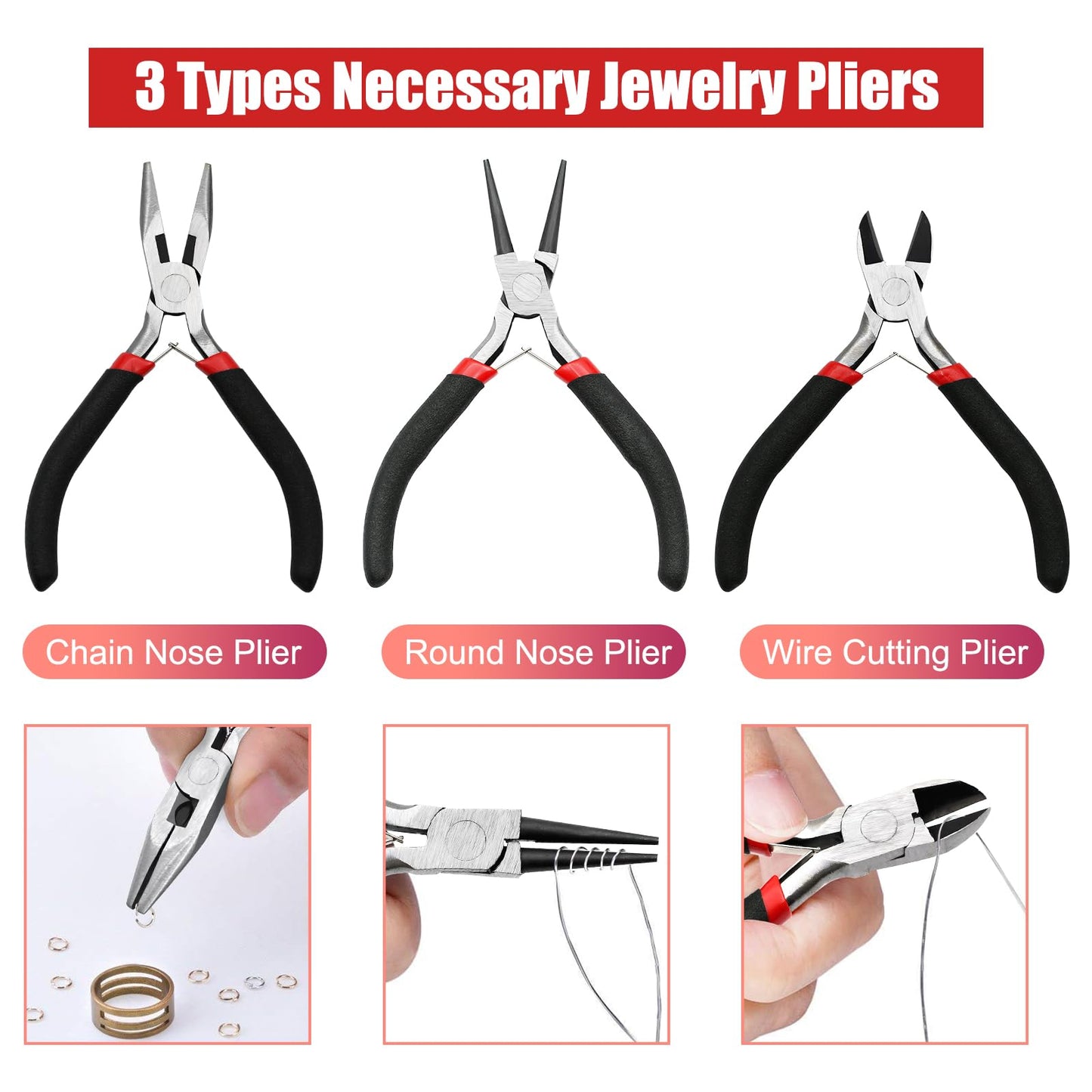 LYFJXX Jewelry Making Supplies Kit with Jewelry Pliers, Jewelry Wires and Jewelry Findings for DIY