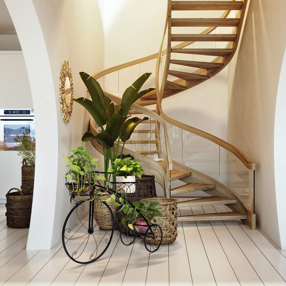 [US-Stock] Artisasset Tricycle Plant Stand,3 Potted Metal Stand,Plant Stand,Plant Holder for Indoor Outdoor Black
