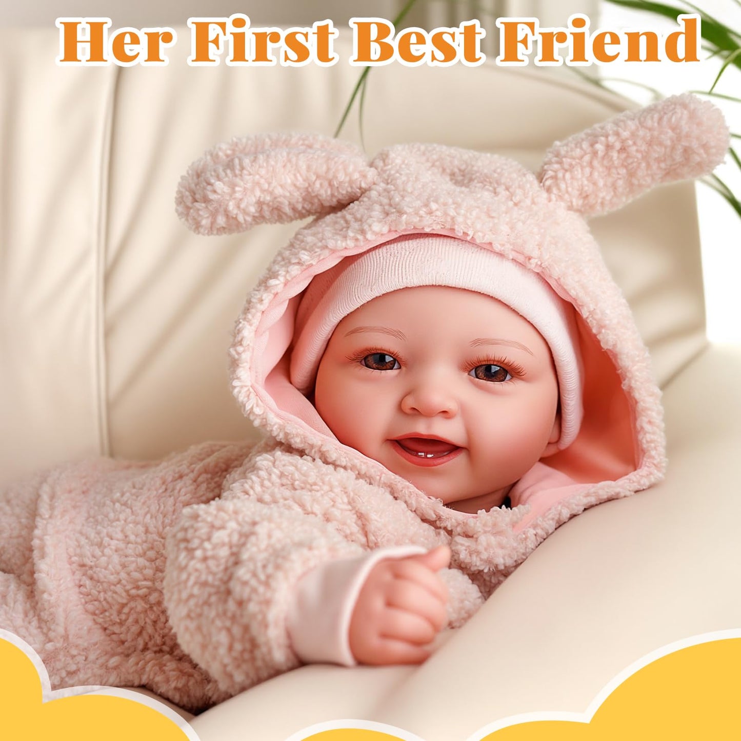 BABESIDE 15-Inch Baby Doll with Feeding Set, Lightweight First Baby Doll for Kids 3+, Realistic Baby Girl with Soft Cuddly Body for Easy Holding and Pretend Play