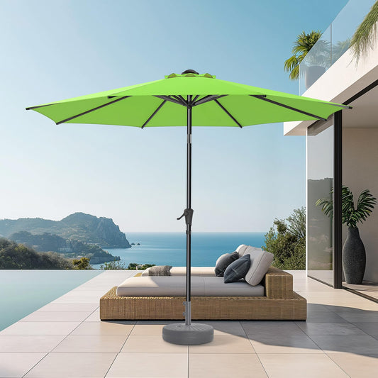 HOMSHADE 7.5ft Outdoor Patio Umbrella - Market Table Pool Deck Umbrella UPF50+ UV Protection with Push Button Tilt, Crank and 6 Sturdy Ribs (Apple Green, No base)