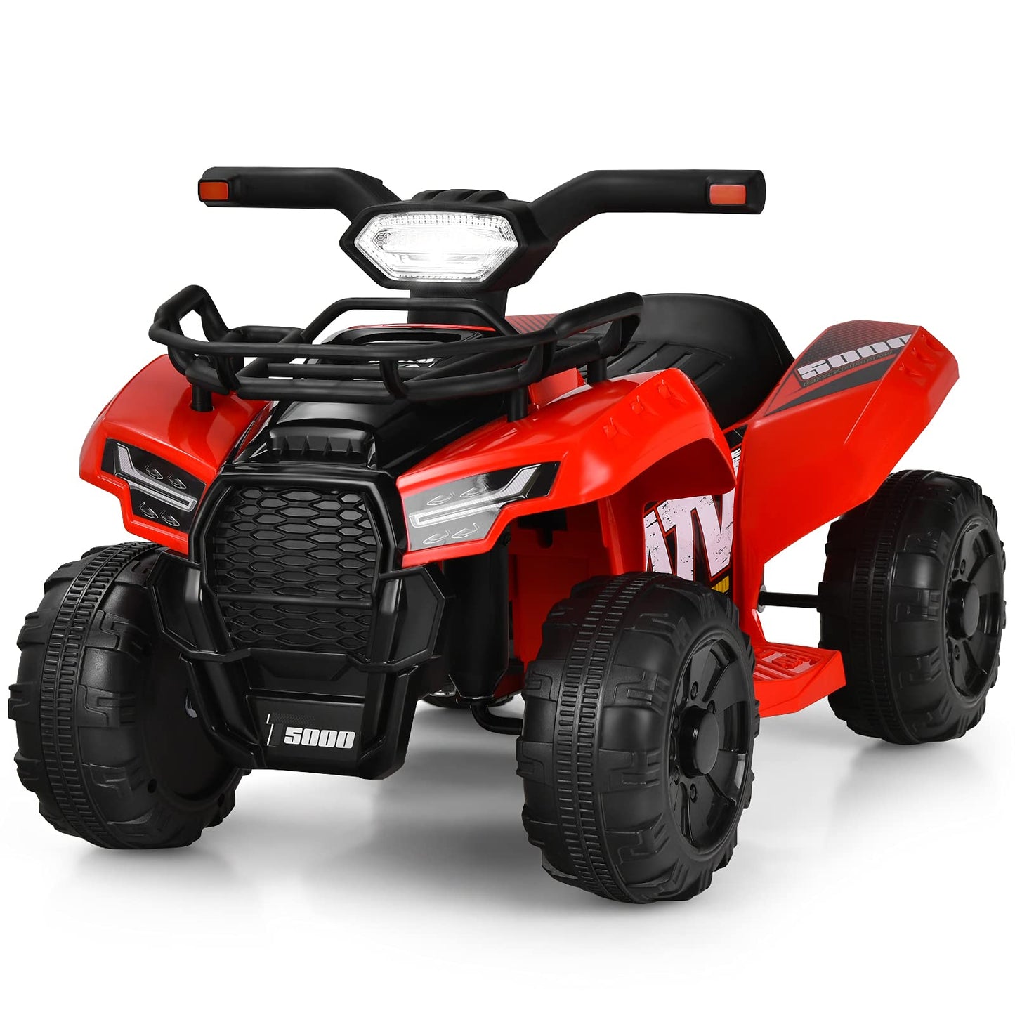 Costzon Kids ATV, 6V Battery Powered Electric Vehicle Four Wheeler Quad w/Storage Basket, Headlight, Horn, Music, MP3 & USB, Toddler 4 Wheeler Ride on Car Toy for Boys Girls 18-36 Months (Red)