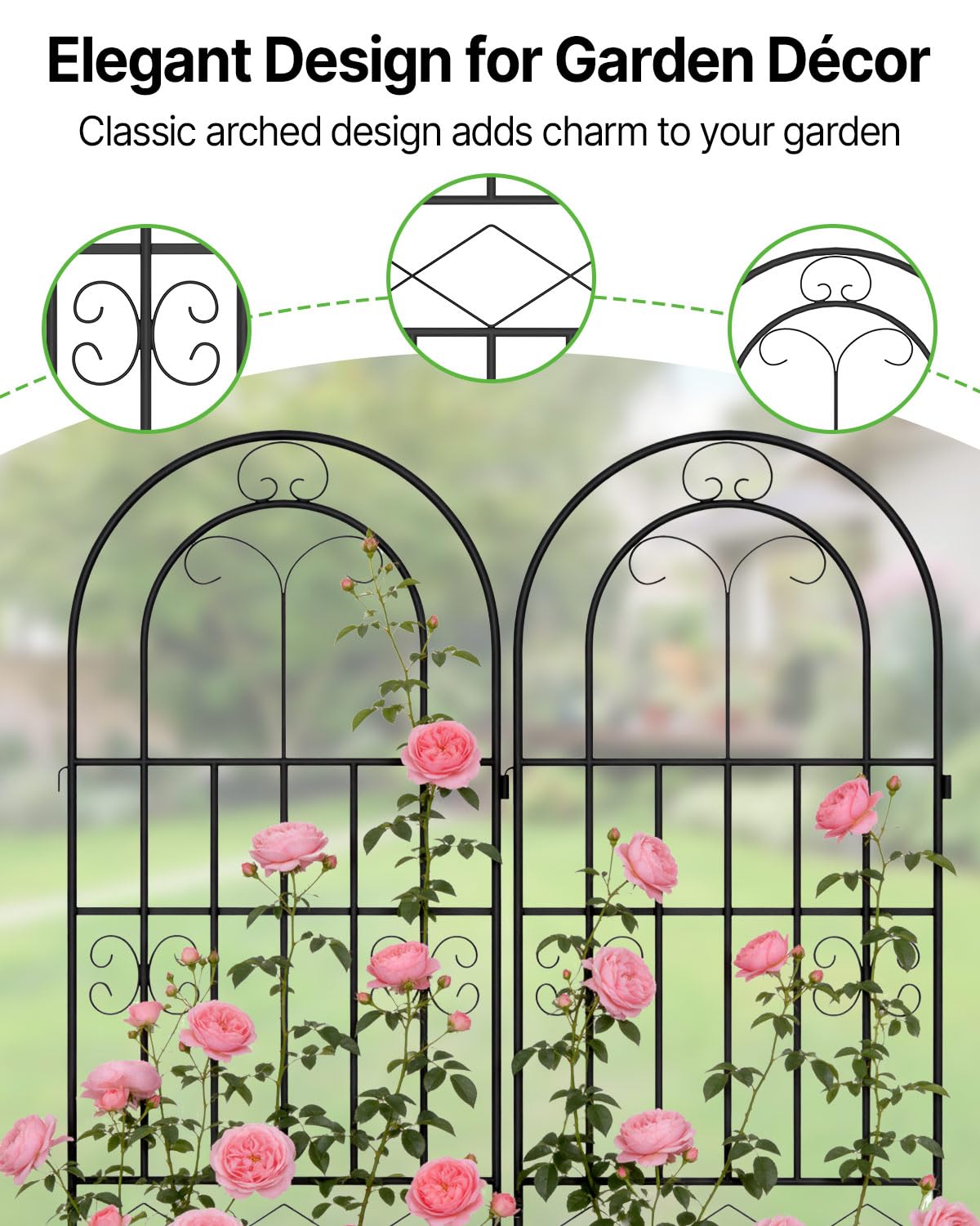Suteck Garden Trellis for Climbing Plants Outdoor, 87" H x 20" W, 2 Pack Metal Garden Trellis with Rustproof Powder-Coated, Rose Trellis for Patio Lawn Yard, Flower & Vegetable Support
