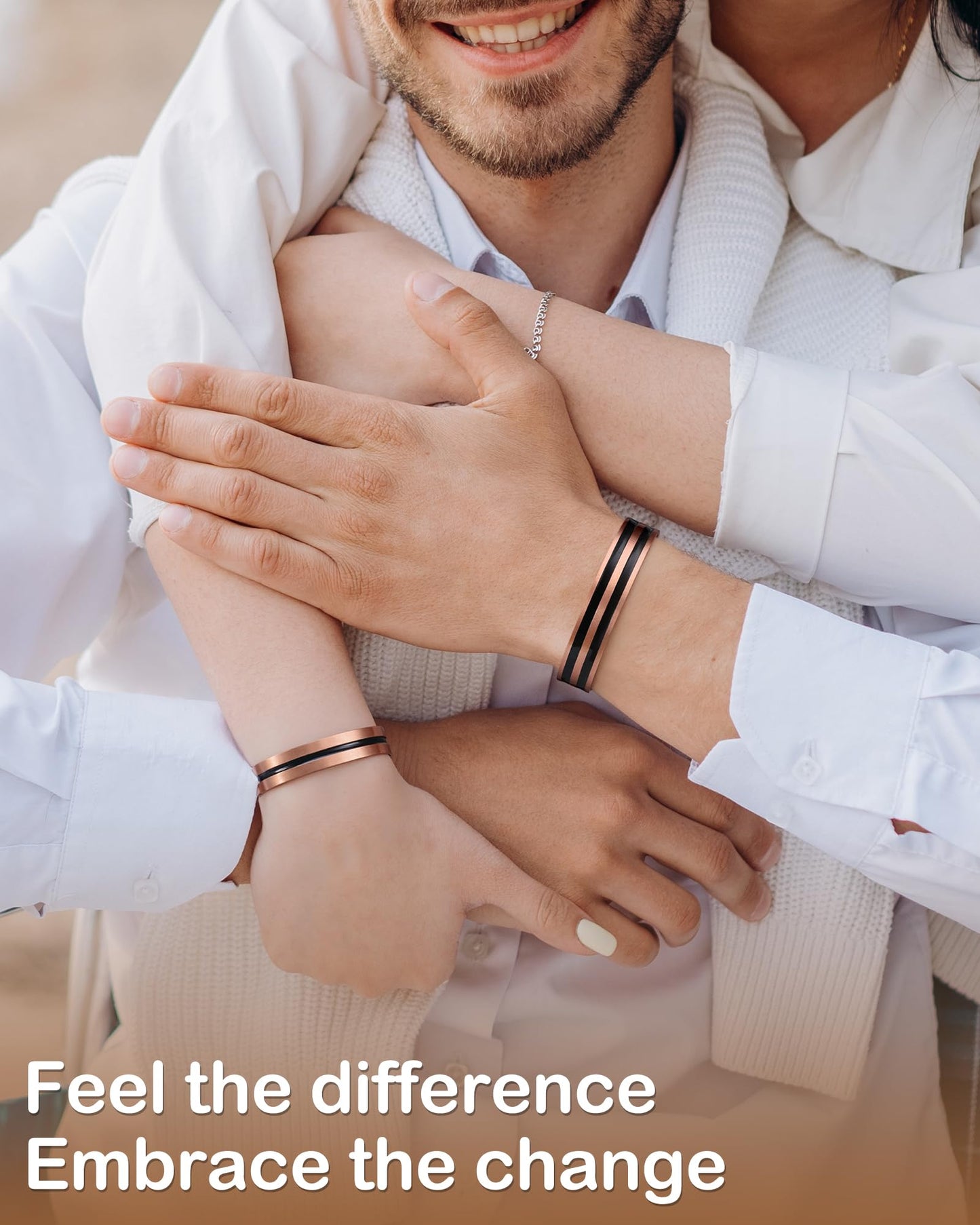 Feraco Copper Bracelet for Men Women, 12X Enhanced Strength Magnetic Bracelet with 3800 Gauss Neodymium Magnets, Pure Copper Cuff Bangle, Adjustable Jewelry Gift (Black Heartflow)