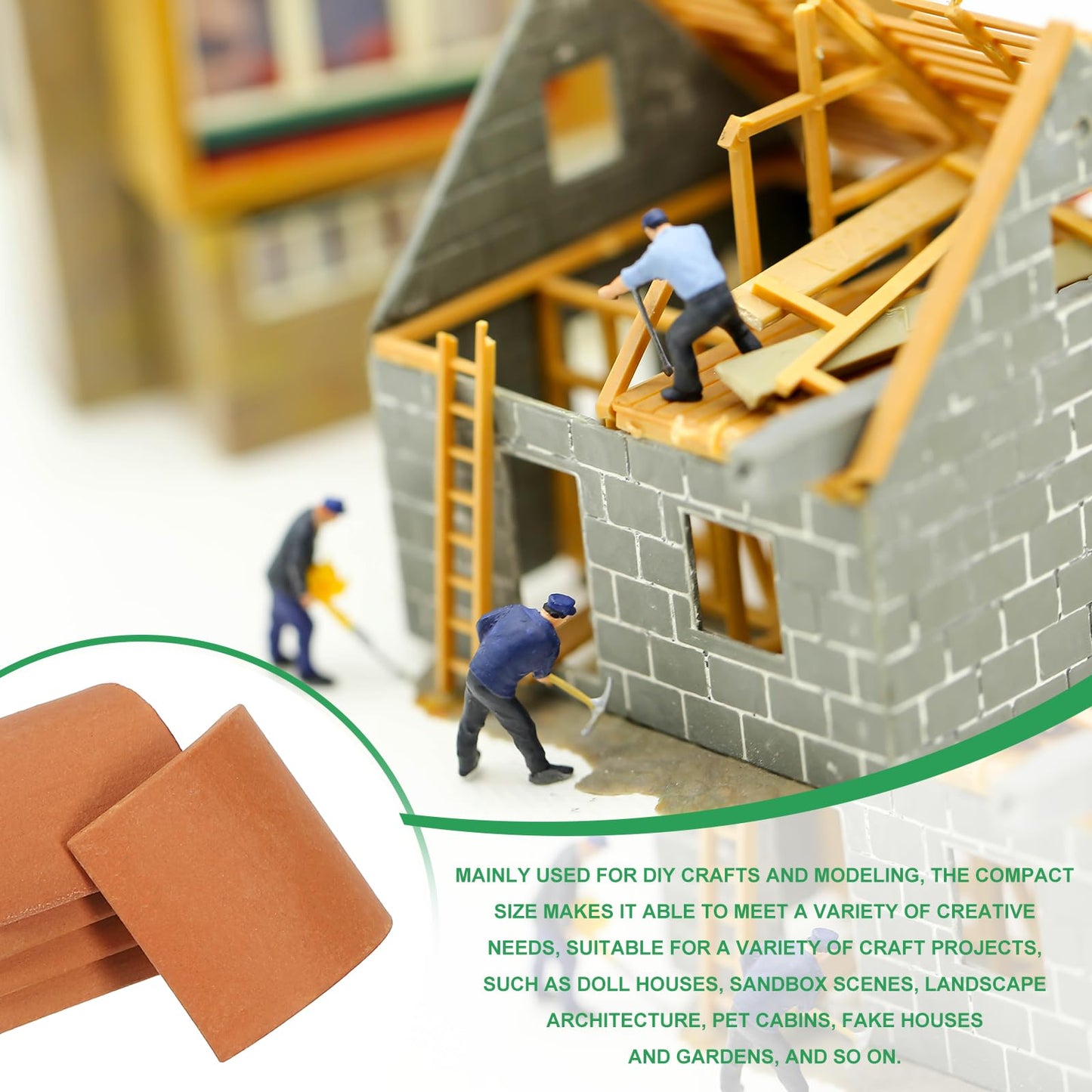 PATIKIL Miniature Roof Tile, 100 Pcs Mini Red Tiles Clay Roof Miniature Brick Dollhouse Roofing DIY Craft Accessories Building Supplies for Fake House Model Garden