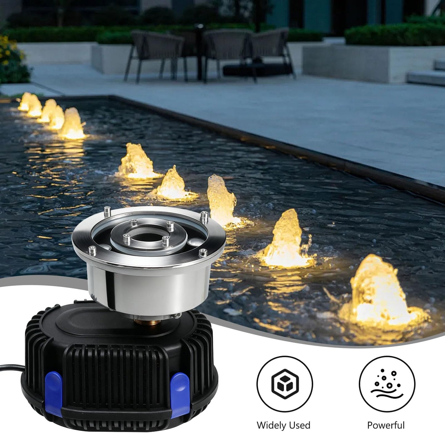 Pond Fountain Pump with LED Light for Outdoor Water Garden, 528GPH Submersible Pump Fountain Light Kits (Warm White) for Water Feature Koi Pond