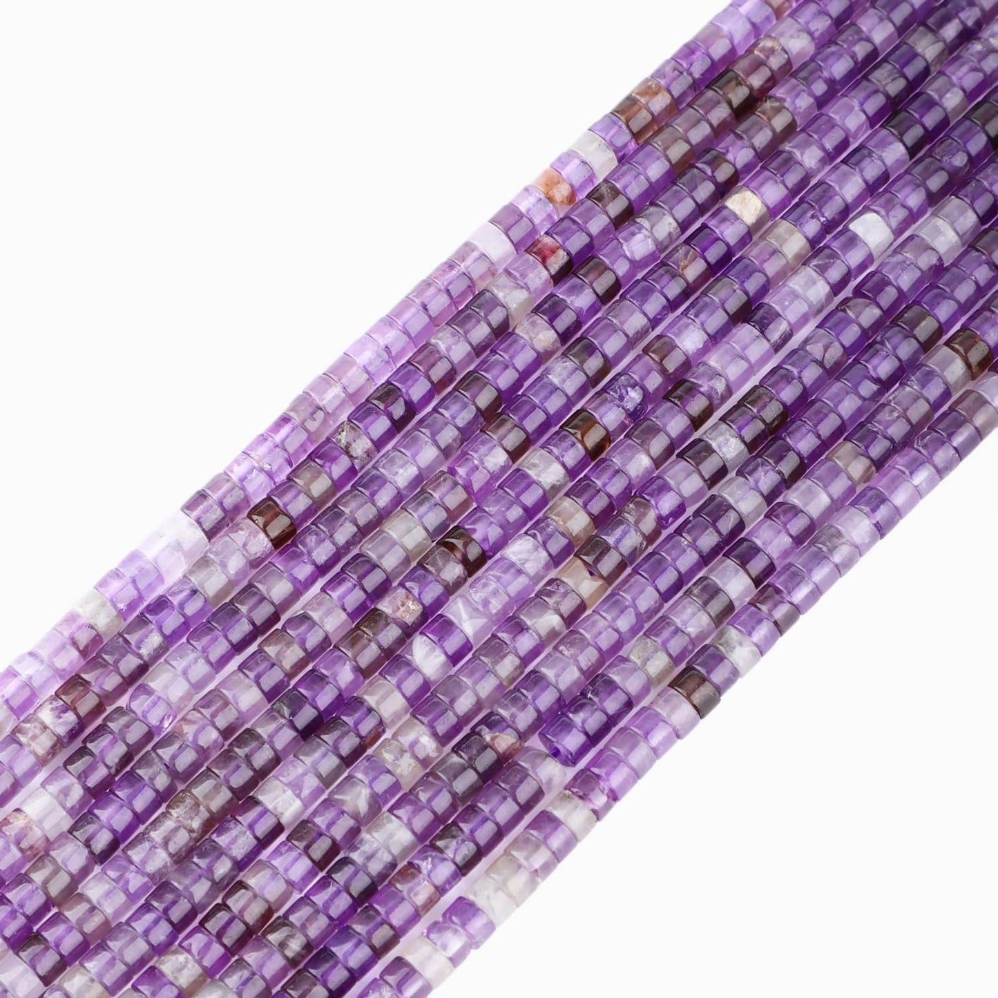 Natural Amethyst Heishi Spacer Beads Loose Semi Precious Flat Round Gemstone Disc Shape Stone for Beading Jewelry Making 4x2mm 15.5"