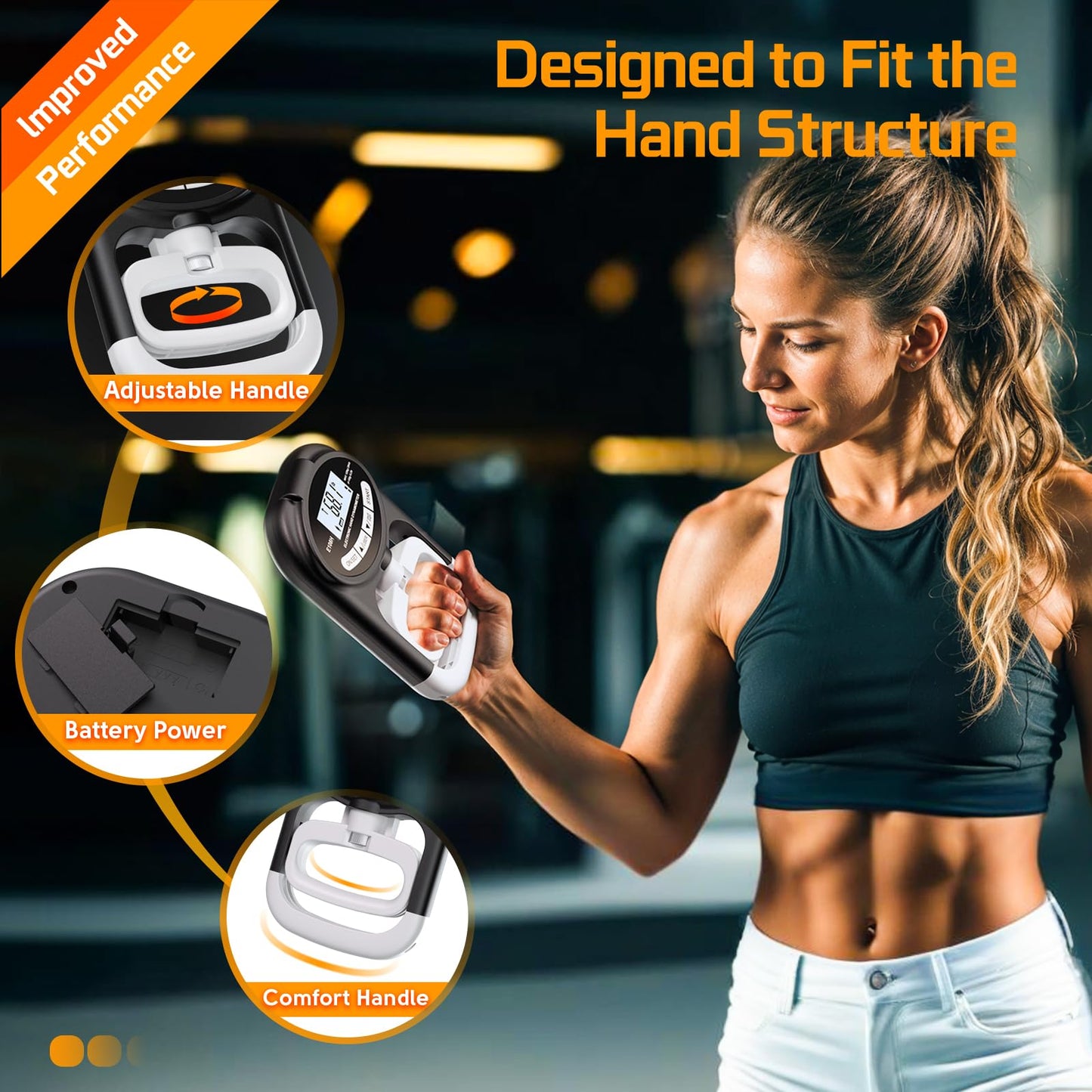Grip Strength Tester Trainer Dynamometer - Hand Grip Dynamometer with Hand gripper Strengthener Forearm Strengthener Wrist Exerciser for Sports