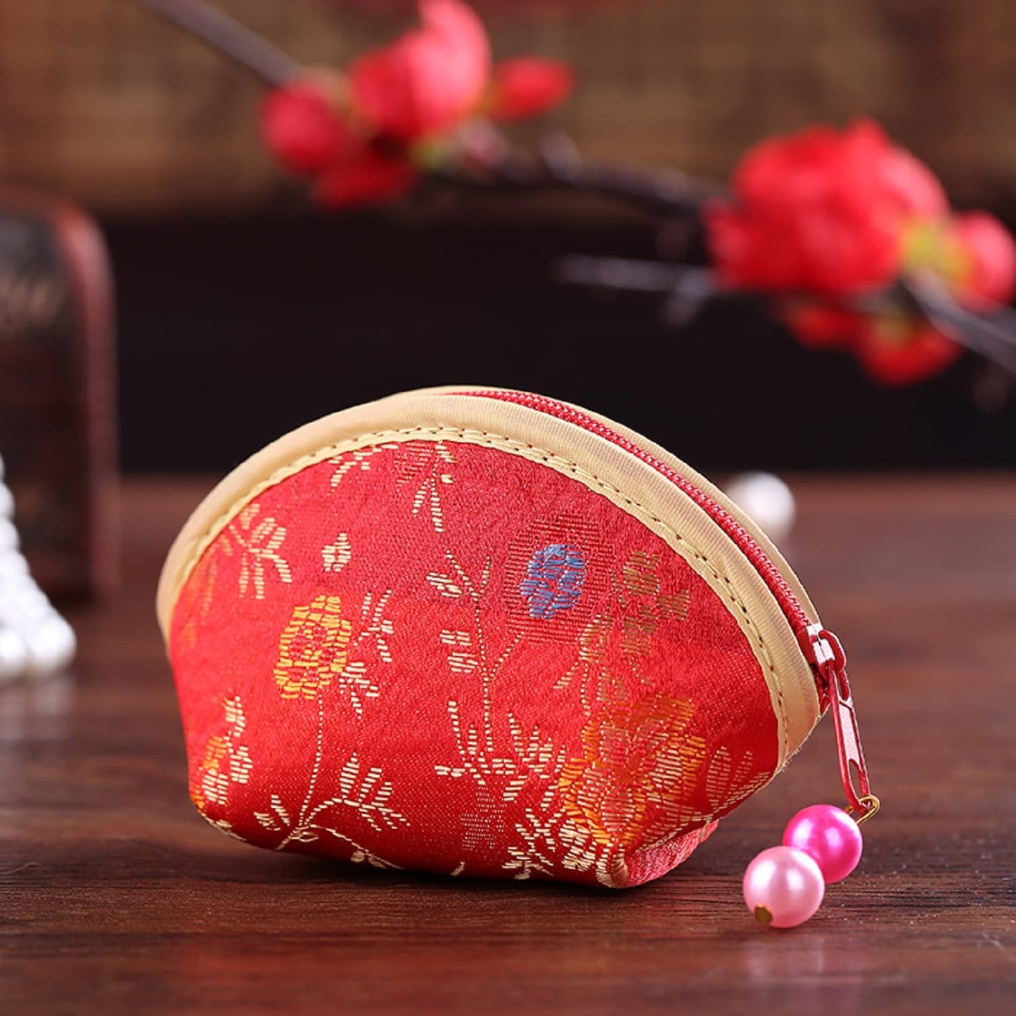MIAO JIN 20Pcs Silk Coin Purse Zipper Purse Embroidery Sugar Jewelry Bag Lipstick Container Coin Wallet Gift Bag