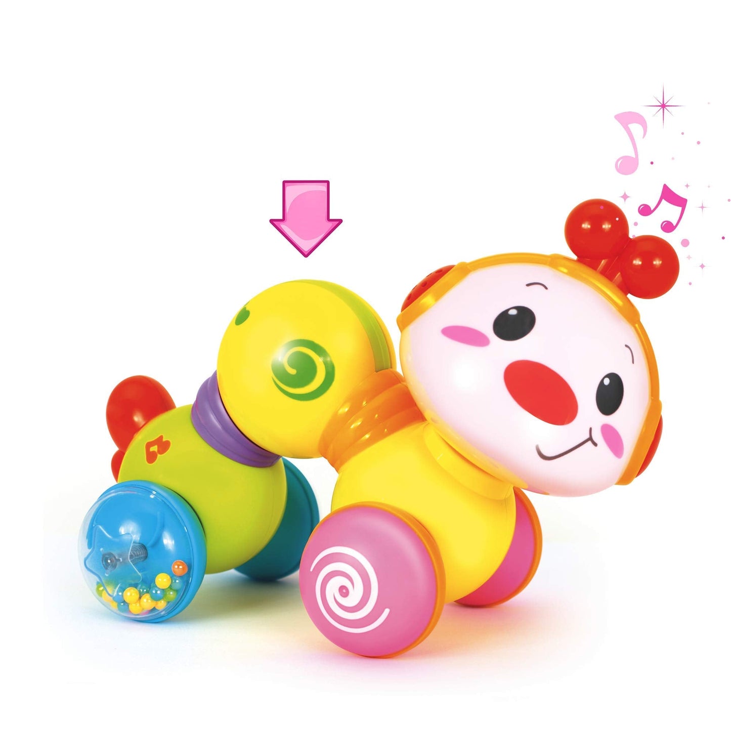 Stone and Clark Musical Press & Go Caterpillar Toy, Baby Toys 6 to 12 Months, Light Up Head Inchworm Infant Toys, Baby Crawling & Educational Toys for 1 Year Old Boys & Girls